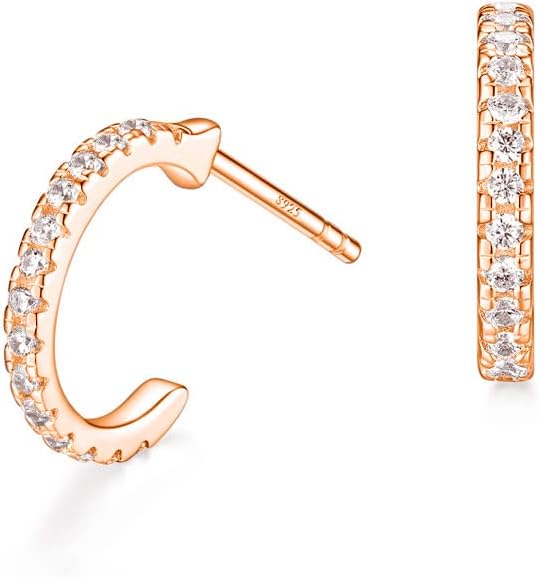 925 Sterling Silver Stud Earrings for Women Emerald Hear Cut Cubic Zirconia CZ Stud Earrings 18K Gold Plated Stud Earrings Men Hypoallergenic