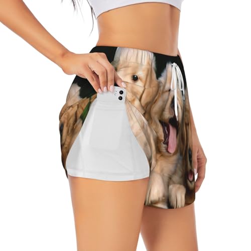 Short de yoga femme double couche exercice gym entraînement athlétique chiots