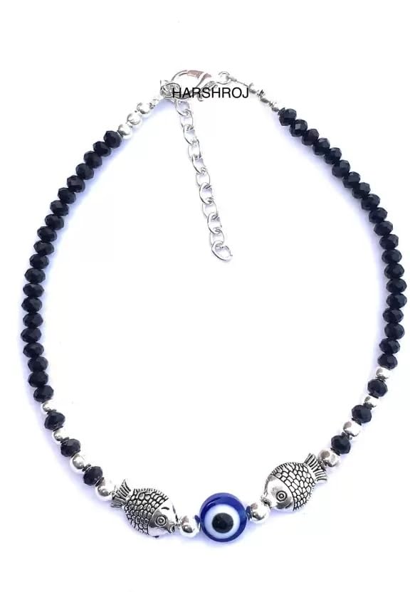 " HR FISH BLLACK CRYSTAL BEADS CHAIN BRACELET FOR GIRLS | BOYS | MENS AND WOMENS-image-36