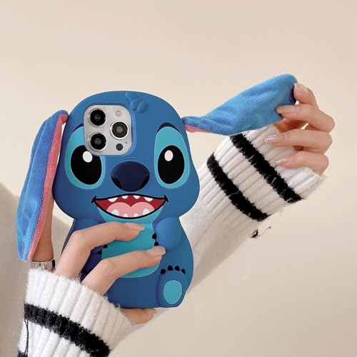 Image of Meyaar Orry Style Cute Case for Apple iPhone 14 / iPhone 13 / iPhone 15 Case, Soft Silicone Cover for Apple iPhone 13 / iPhone 14, iPhone 15 Case Cover (Lilo Stitch, for I Phone 15)