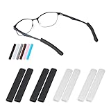 Gdnmapt Silicone Glasses Ear Cushion, Anti Slip Eye Glasses Ear Gripper, Comfortable Glasses Ear Grips, Eyeglass Ear Cushions Solution for Sore Ears, Temple Sleeves Tips (4 Pairs Black-White)