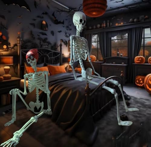 413jU2YhHUL._AC_ Aweilan Halloween Skeleton Life Size Realistic Human Bones with Movable Joints for Halloween Skeleton Prop Decoration 2 Packs