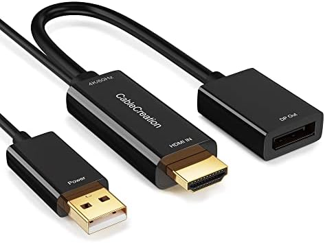HDMI to DisplayPort Adapter with USB Power, CableCreation 4K x 2K@60Hz HDMI Male to DP Female Adapter/Converter for Xbox One, Compliant with VESA Dual-Mode DisplayPort 1.2, HDMI 4K