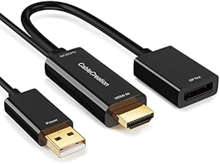HDMI to DisplayPort Adapter with USB Power, CableCreation 4K x 2K@60Hz HDMI Male to DP Female Adapter/Converter for Xbox One, Compliant with VESA Dual-Mode DisplayPort 1.2, HDMI 4K