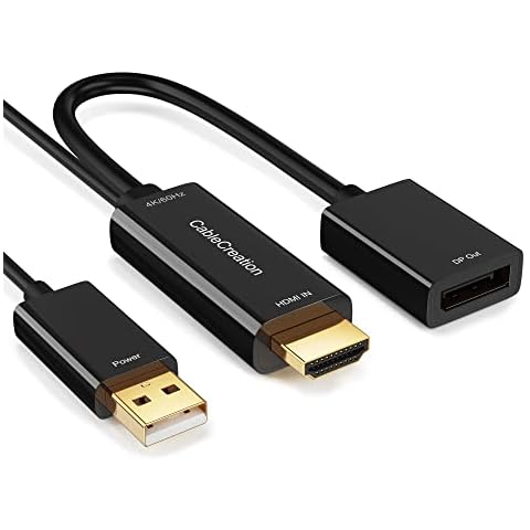 CableCreation HDMI auf DisplayPort Adapter mit USB Stromversorgung, 4K x 2K @ 60Hz, HDMI Stecker auf DP Buchse, Adapter/Konverter für Xbox One Cover