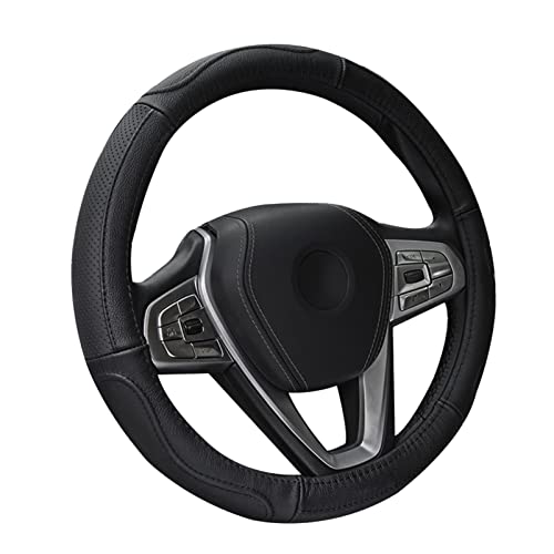 Capa de volante de couro para carro: Protetor de volante SUV de couro de vaca preto, decoração de in