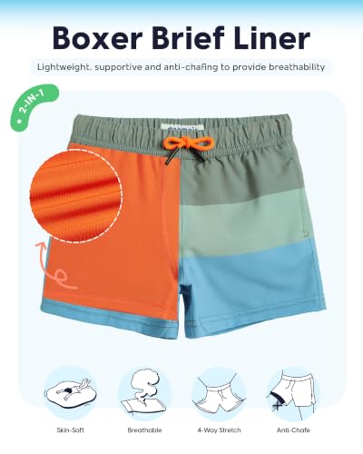 Image of maamgic Boys Swim Trunks with Compression Liner Toddler Stretch Swim Shorts