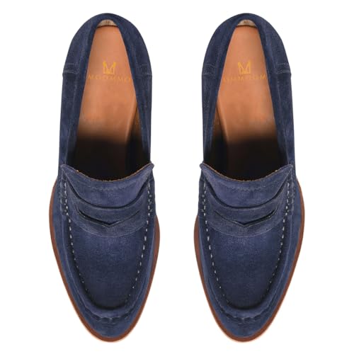 Image of MOOMMO Women Chunky Platform Loafers Pumps Round Closed Toe Slip On Penny Loafers Suede Block High Heels Oxford Shoes Formal Classic Thick Heel Dress Loafer Office Ladies Vintage Comfort 4-11 M US