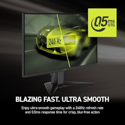 msi MAG 245F X24 24-inch 1920 x 1080 (FHD) Gaming Monitor, 240Hz, AMD FreeSync Premium, HDR Ready, HDMI, VGA Port, VESA, Tilt, 0.5ms, Black — view 4