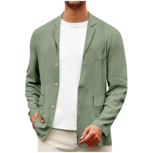 Generisch Sakko Herren Freizeit Blazer Freizeitjacke Männer Einfarbig Jackett Langarm Mantel Business Outfit Herrenanzug Sportlich Anzüge Herrenjacke Komfort Suit Leicht Anzugjacken Grün