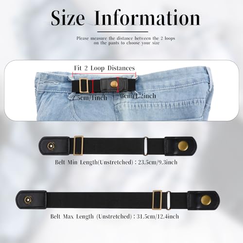 No Buckle Belts for Men,2 Pack Adjustable Buckless Belts Side Belts No Buckle for Women,Stretch Belt Loops for Pants Jeans2