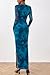 PRETTYGARDEN Women's Bodycon Maxi Dress Fall Spring Fashion Long Sleeve Floral Print Tight Fitted Party Club Ruched Dresses (Print Blue Green,Medium)