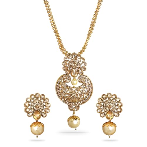 Image of Rubans Gold Plated Necklace Set Traditional Festive Jewellery for Women & Girls