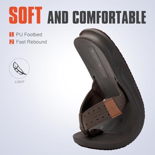 Image of Men's Ultra Soft Cushion Flip Flops with Arch Support, Quick Dry Thong Sandals for Indoor & Outdoor Comfort