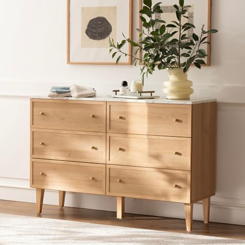 EYYTHUNG 6 Drawer Dresser for Bedroom, Mid Century Modern