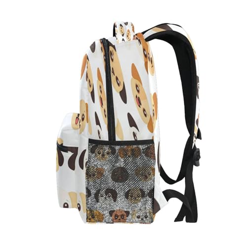 Cute Dog Pup Face (1) Kids Backpack School Backpacks for Boys Girls 16 IN Book Back Pack Bag Casual Travel Daypack with Adjustable Shoulder Strap Zipper4