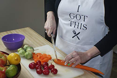 Meanwe Wares Adjustable Kitchen Apron With Pockets, I Got This, Engagement Or Bridal Shower, Weddings, Cooking, Black And White Bundle, 2 Pcs #TOP4