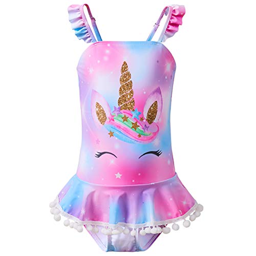 Beinou Traje de baño de una pieza para niñas traje de baño de unicornio traje de baño sirena con falda 4-10 años Cover