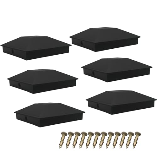 OZXNO Tappi per pali da recinzione, 4 x 4 (8,9 x 8,9 cm), con viti, per pali in legno di ponti o corridoi (6 pezzi)