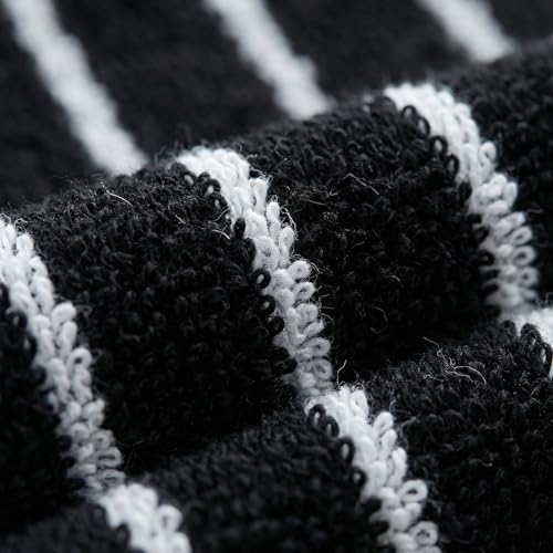 Qaxopl Cotton Black and White Hand Towels Striped for Bathroom, 13 x 29 Inches, Lightweight Quick-Dry Absorbent, 6 Piece Set by Qaxopl - Used condition - Image 5