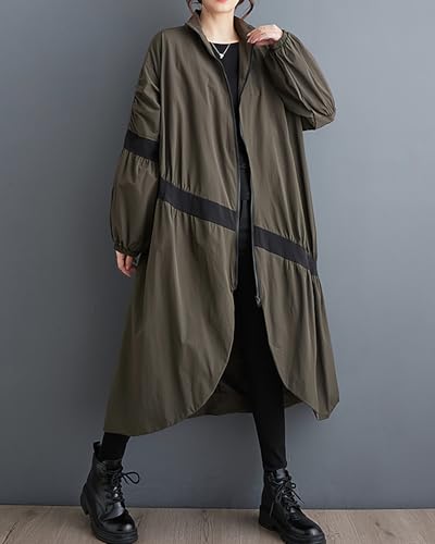 Manteau Femme à Fermeture Éclair et Ourlet Fendu Vêtement d'extérieur ellazhu