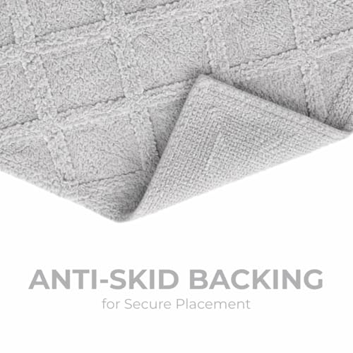 Image of Premium Combed Cotton Tufted Bathmat 45 x 65 cm, 1800 GSM Soft Absorbent Anti Skid Bathroom Floor Mat with Latex Backing, Quick Dry Non Slip Bath Rug for Shower & Daily Use, Diamond Silver