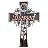 Goodangie00 Large Wooden Cross Wall Decor - 14.2' Christian Blessed Wall Art Decor, Hanging...