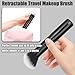 JILIER Makeup Brush Kabuki Face Brushes Retractable Travel Blush Kabuki Brush Portable for Foundation, Powder, Blush, Bronzer, Buffing, Liquid, Cream, Cruelty-Free with Cover