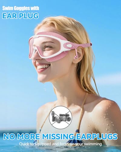 Image of Aegend New Adult Wide View Swim Goggles, Anti-Fog /UV No Leak Swimming Goggles with Ear Plugs for Men & Women