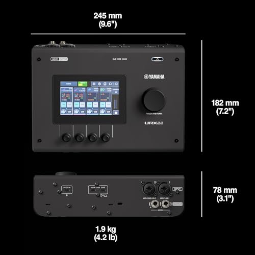 Image of Yamaha URX22 4-In / 2-Out Dual USB-C Audio Interface With Touchscreen, Includes Cubase Al, WaveLab Cast, Basic FX Suite, and Steinberg Plus Software Bundle, Black URX22 B | 32-Bit /192khz, 2x Combo Mic and Line, Plus 48V, Dsp Fx, Dual USB-C Main and Sub, Cubase AI and Wavelab Cast Included