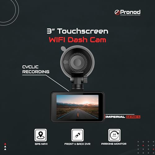 Image of PRONOD 2K+1K Dash Cam for Car Front and Rear | Dashcam for Car with Mic, 3 inch Touch Screen, WiFi App Control, GPS Tracking, Night Vision, G-Sensor, 24H Parking Mode, Supports 128GB | Free Hardwire Kit