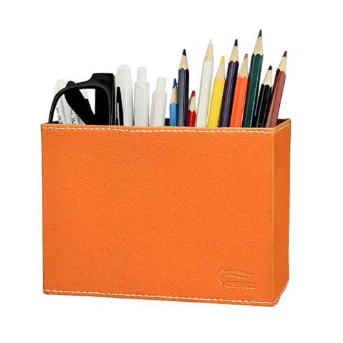 Image of Pen Pencil Holder Cup Container PU Leather Desk Organizer Stand Decor Brush Scissor Decoration Office Home School