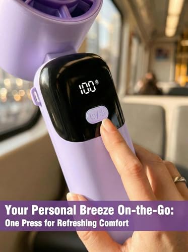 Image of Sevenaire S19 Handheld Portable Fan with Ice Touch Cooling- Rechargeable 3600mAh Battery, Personal Fan Portable Instant Chill, Mini Turbo Pocket Fan for Travel /Outdoor /Home /Office (Purple)
