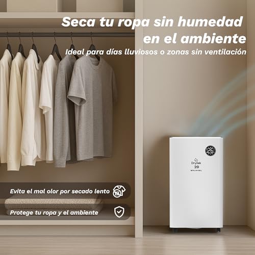 Deshumidificador GRUNKEL DH-20DT elimina moho y humedad con depósito de 5,5L y panel LED 4