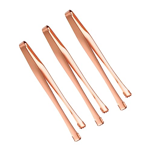 VINTORKY 3pcs Ice Clip Ice Shovel Portable Cubic Sugar Tongs Bread Tongs Appetizer Serving Tongs Ice Ball Tongs Coffee Sugar Tongs Sugar Cube Tongs Mini Tweezers Golden Stainless Steel