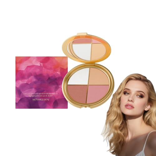 4-in-1-Highlighting-Augen- und Wangenpalette – Reise-Make-up-Palette, Neutraler Lidschatten und Rougepuder für Frauen, multifunktionales Kontur-Set für das Gesicht, All-in-One-Make-up-Set (1 Stück)