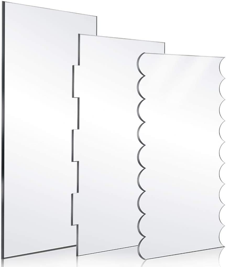 Fanassyy Cake Scraper Set, Clear Acrylic Cake Smoother Scraper, Smoother for Icing Good for Butter Cream Frosting Edge Stripe Combs for Cream Cakes Decoration (Pack of 3)