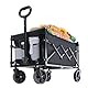 Faltbarer Wagen mit Rädern, zusammenklappbarer Wagen mit verstellbarem Griff, 70L und 550LB große Kapazität, für Einkaufen, Camping, Garten, Strand und Outdoor-Sport (schwarz)