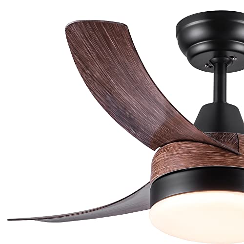 Binlingo 42”Ceiling Fans With Lights Remote Control, 3 Blade Wood Ceiling Fan, 6 Speed Dc Motor, Indoor Outdoor Ceiling Fan Lighting For Patio Living Room, Bedroom, Office (Walnut) #TOP4