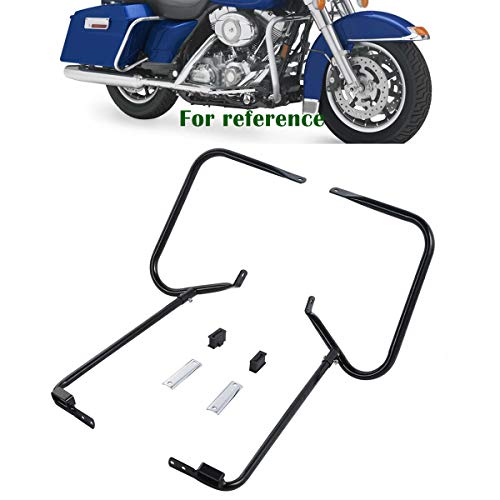TCT-MT Bracket Support Saddlebag Bag Guard Bracket Side Mount Support Bar Fit For Harley Touring Road King FLT FLHT FLHTCU FLHRC 1997-2008 Street Electra Glide Road Glide FLTR Gloss Black Rear