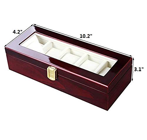 Mydio Wooden Watch Organizer, 5 Slot Watch Box Storage Case, Birthday Xmas Presents，Durable #TOP3