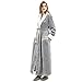Hellomamma Women's Fleece Robes, Long Winter Warm Soft Plush Bathrobes for Women, Fluffy Comfy House Coat Light Gray X-Large