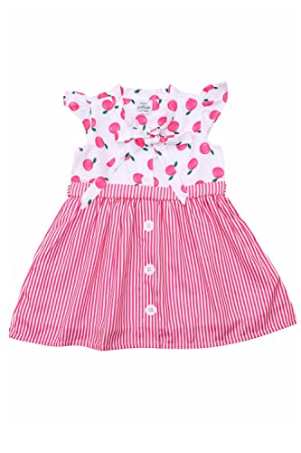 Image of Doodle Dress for Baby Girls | Breathable Kids Frock & Dresses for Babies Baby Frocks with Waist Tie | Cap Sleeves & Knee Length (White & Pink | Age Option 6 Months to 4 Years)