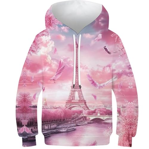 Sweat à capuche enfants Tour Eiffel 3D un cadeau parfait pour adolescent