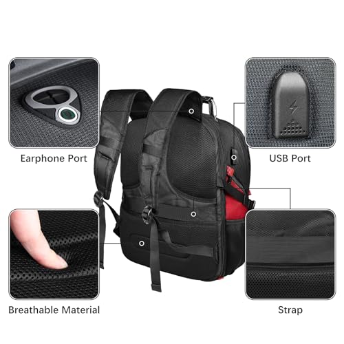 Travel Backpack for Men, 17.3 Inch Large Laptop Backpacks for Women, Large Capacity Laptop Computer College Backpack TSA Airline Approved Business Bag, Red3