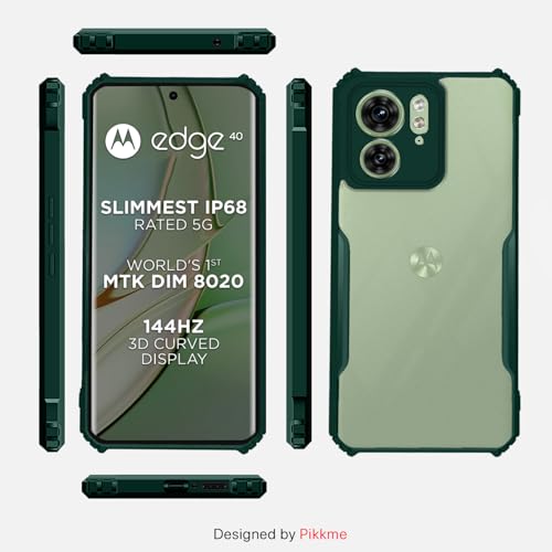 Image of Outlouders Back Cover for Motorola Moto Edge 40 | Ultra Hybrid Transparent | Full Camera Protection | Raised Edge | Crystal Clear Bumper Case (Green)