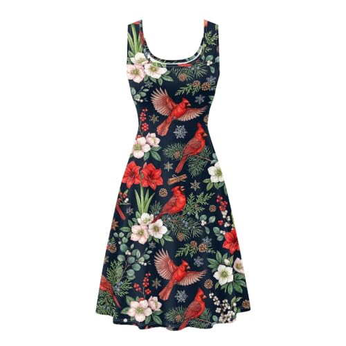 Image of TOADDITDO Women's Sleeveless O Neck Beach A-Line Party Coctail Tank Dresses Flared Sundress
