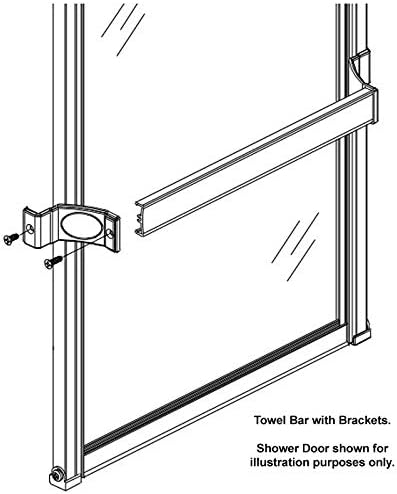 Bright Chrome Towel Bar with Black Nylon Brackets for Bypass Framed Shower Door - 35" Long