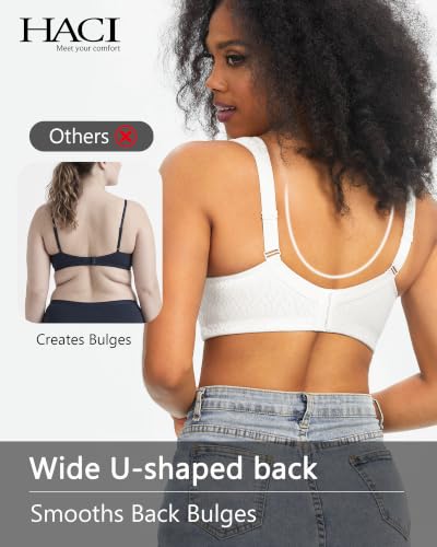Image of HACI Women Minimizer Bra Full Coverage Everyday Wirefree Unpadded Plus Size