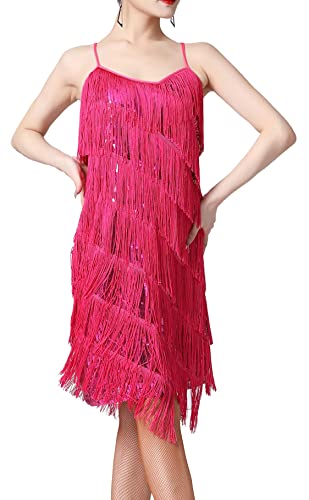 Image of Women 1920s Gatsby Flapper Dress Sexy Open Back Strap Fringed Cocktail Party Dress with 20s Accessories